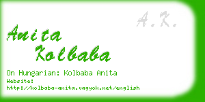 anita kolbaba business card